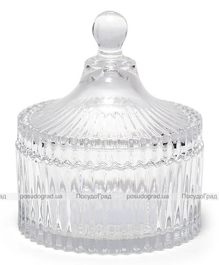 Цукорниця скляна Bona Glass Ø10.5х12см зі скляною кришкою