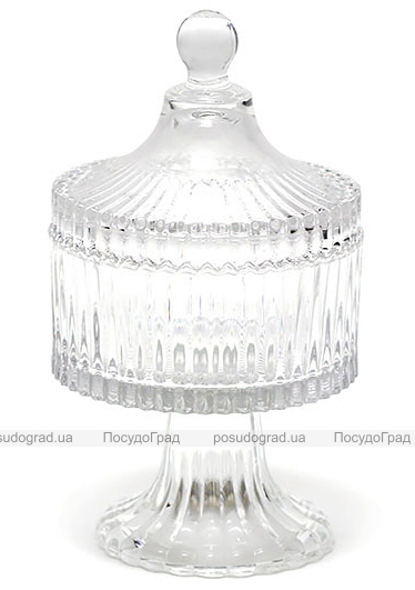 Цукорниця скляна Bona Glass Ø10.5х19см зі скляною кришкою