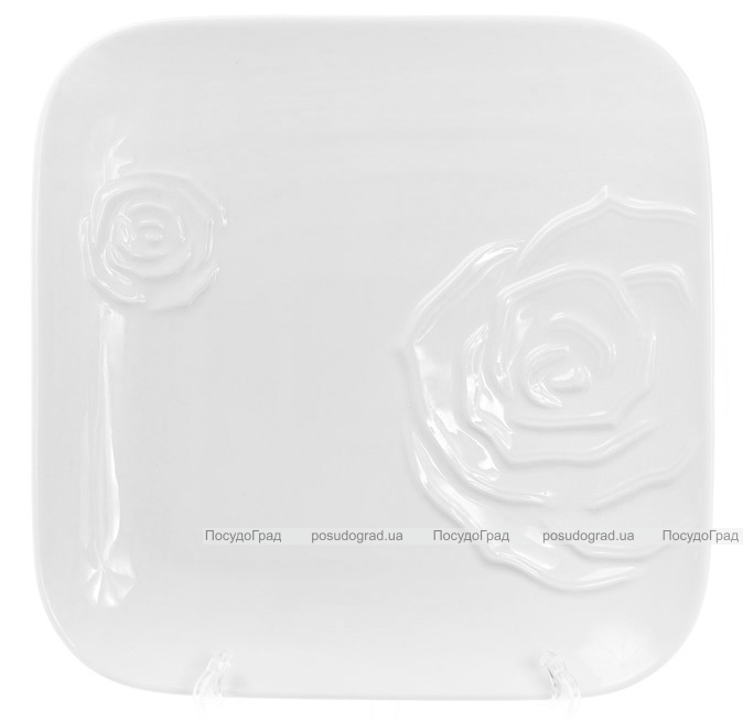 Набор 3 фарфоровые обеденные тарелки "White Rose" 25x25см (белый фарфор)
