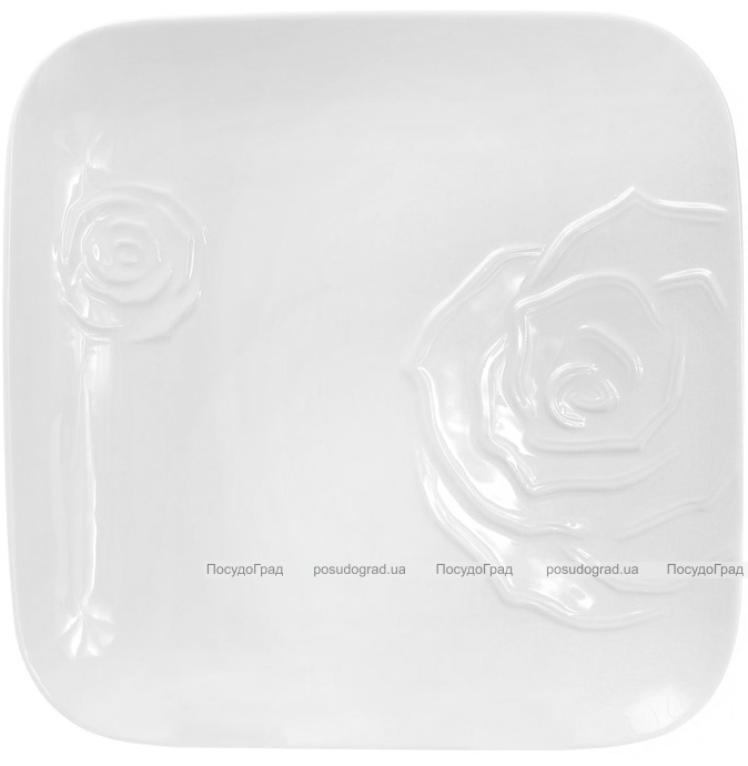 Набор 2 фарфоровые подставные тарелки "White Rose" 30x30см (белый фарфор)