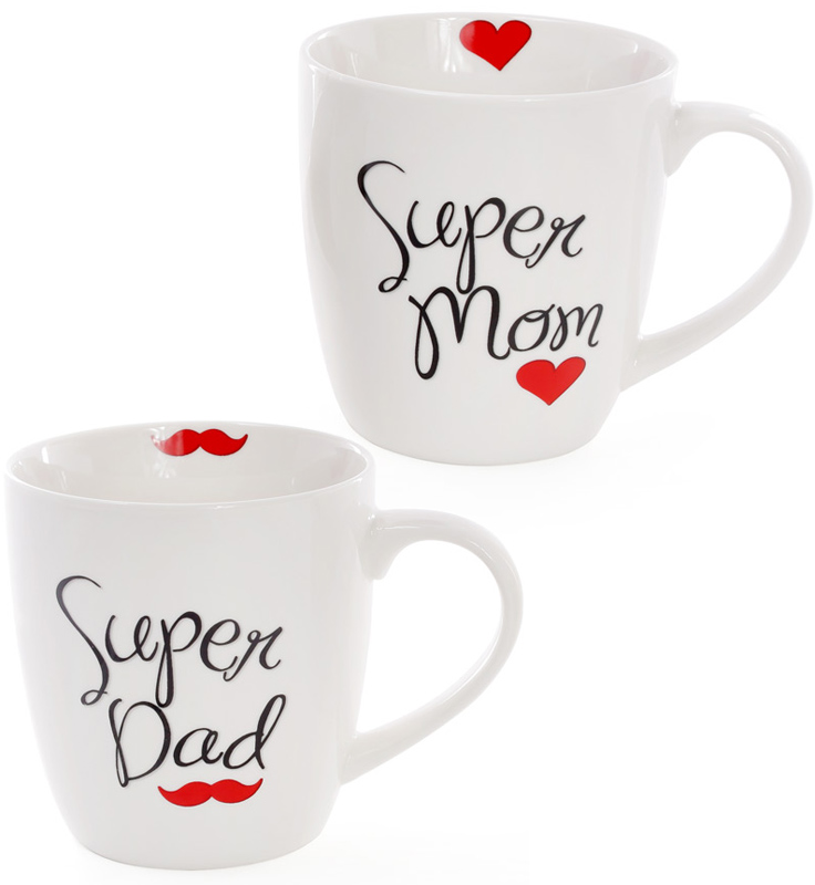 Кружка фарфоровая "Моя супер семья" 520мл ("Super Dad" & "Super Mom")