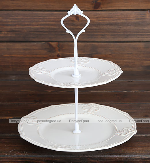 Фуршетная стойка Shabby Chic "Королевская лилия" 2 яруса Ø16см и Ø21см