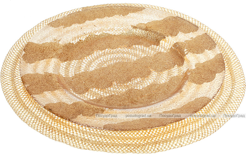 Блюдо сервіровочне Golden Shine декоративне Ø33см, підставна тарілка, скло