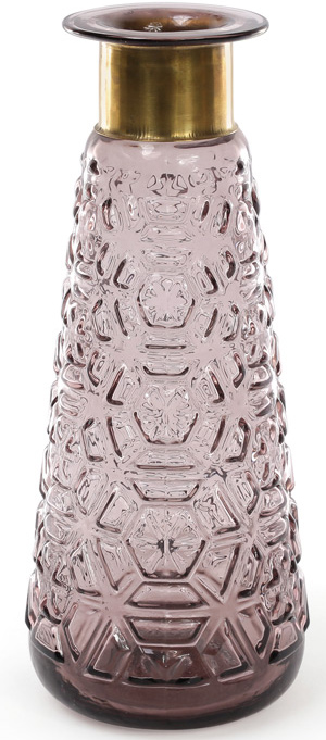 Ваза для квітів Ancient Glass настільна Ø14х35.5см, фіолетове скло