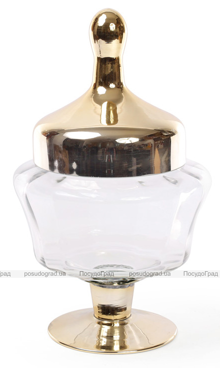 Ваза-кубок Ancient Glass Ø17х29см, скляна з позолотою