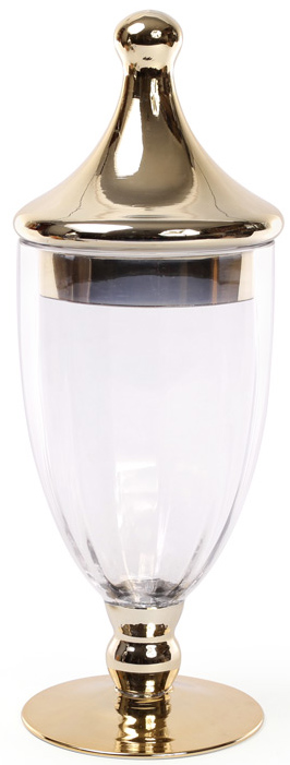 Ваза-кубок Ancient Glass Ø16х42см, скляна з позолотою