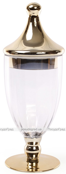 Ваза-кубок Ancient Glass Ø16х42см, скляна з позолотою