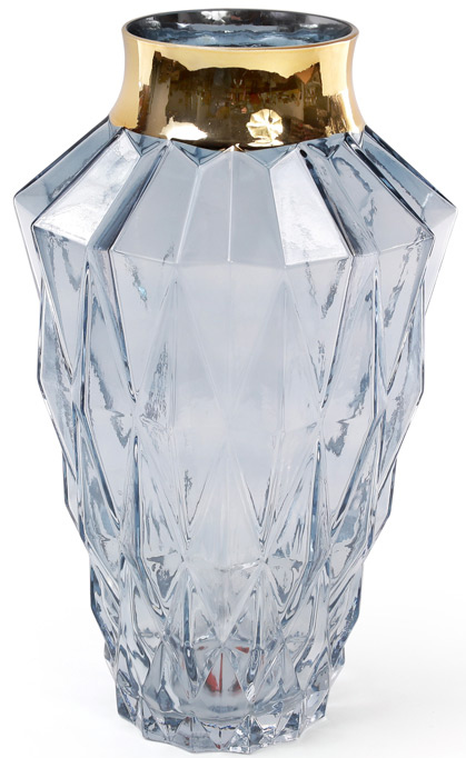 Ваза для квітів Ancient Glass настільна Ø18.5х30см, блакитне скло