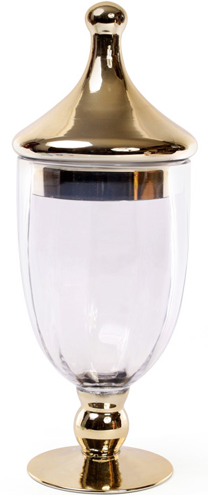 Ваза-кубок Ancient Glass Ø13х35см, скляна з позолотою