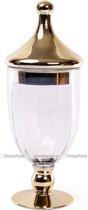 Ваза-кубок Ancient Glass Ø13х35см, скляна з позолотою