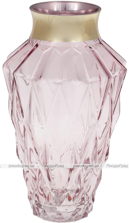 Ваза для квітів Ancient Glass Брюссель настільна 8.5х15.5х23см, рожеве скло
