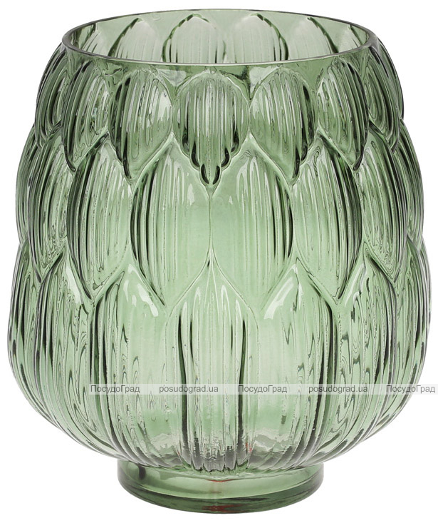 Ваза декоративна Ancient Glass Артишок 13х18х20см, зелене скло