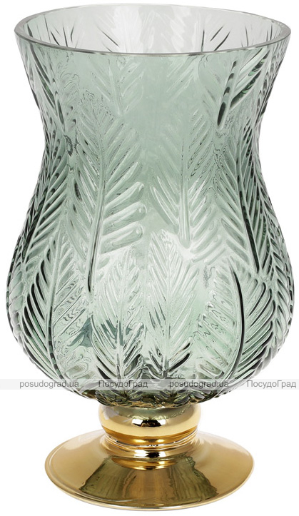 Ваза декоративна Ancient Glass Розалін 14х15х25см, зелене скло