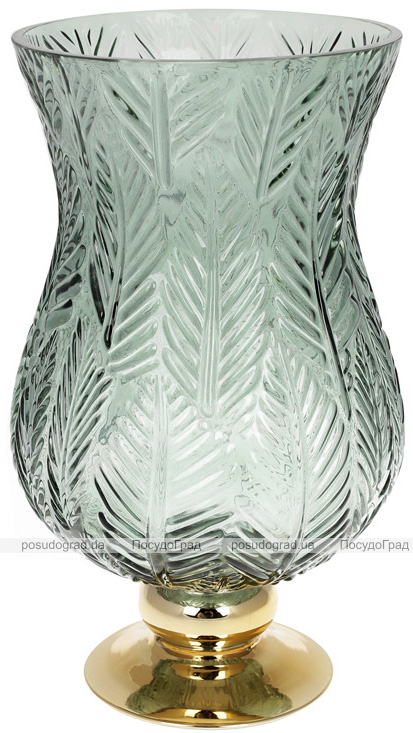 Ваза декоративна Ancient Glass Розалін 19х20х35см, зелене скло