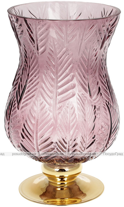 Ваза декоративна Ancient Glass Розалін 14х15х25см, фіолетове скло