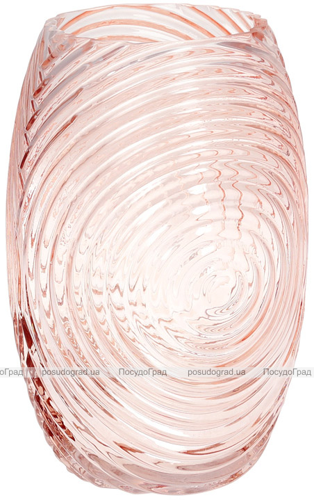 Ваза декоративна Ancient Glass Гелексі Ø16х24.5см, рожеве скло
