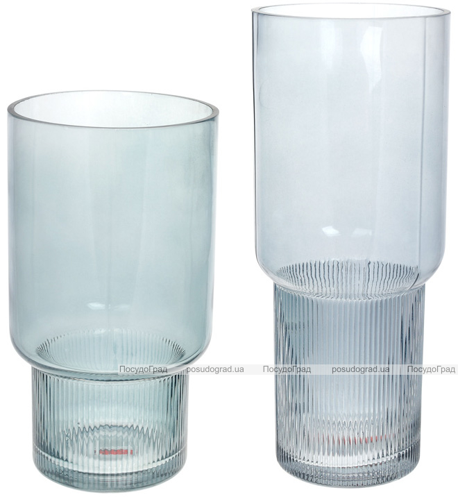 Ваза декоративная Ancient Glass "Фуджи" 25.5х14см, стекло, светло-голубой