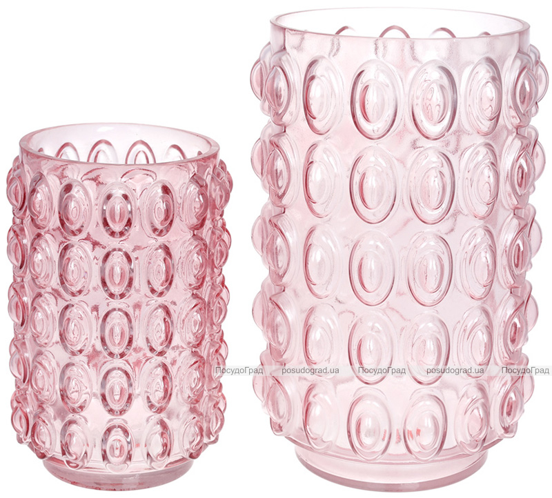 Ваза декоративна Ancient Glass "Bubbles" 22х15см, скло, рожевий