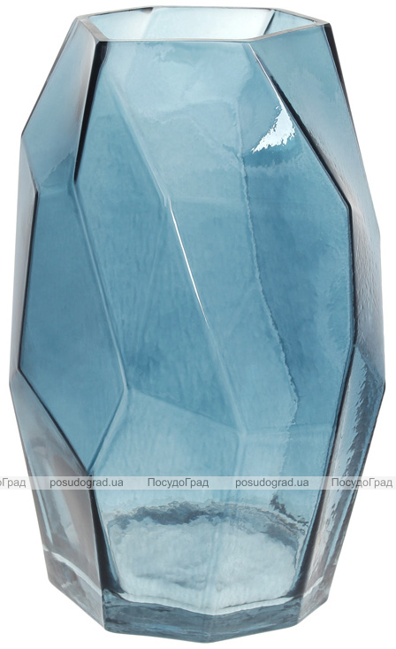 Ваза декоративна Ancient Glass "Айсберг" 28х18см, скло, синій