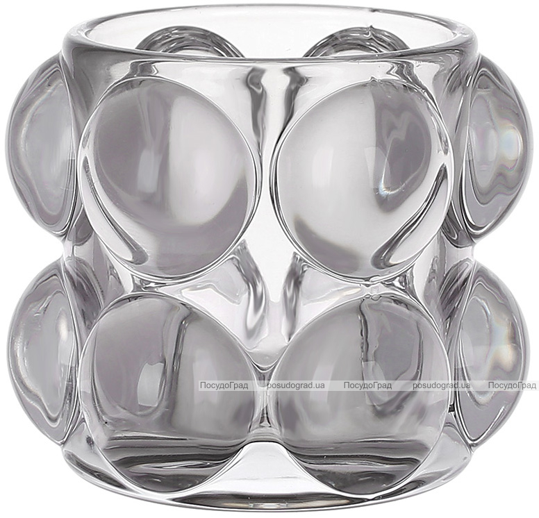 Свічник скляний Ancient Glass "Bubbles" Ø6.5х7см, сіре скло