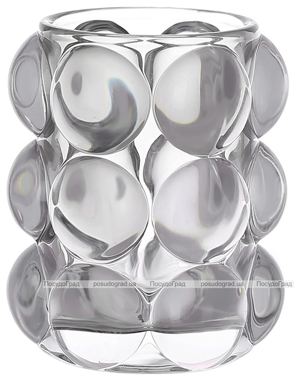 Свічник скляний Ancient Glass "Bubbles" Ø6.5х10см, сіре скло