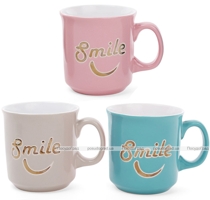 Кружка керамическая "Smile" (Улыбка) 475мл, пастельные тона