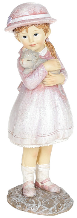 Декоративна статуетка "Дівчинка з кошеням" 6.5х5х15см, полістоун