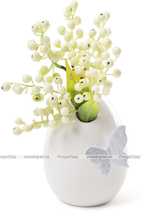 Ваза фарфоровая Flowers Garden "Бабочка" 14см белая с голубым