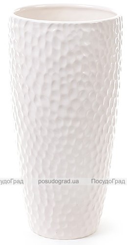 Набір 3 керамічні вази White Triple "Білий камінь" Ø16x32см, Ø13x28см і Ø9x24см