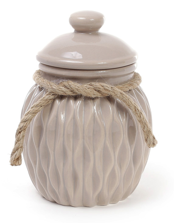Банка керамічна Stone Flower для сипучих продуктів Ø12.5х17.5см, пісочна