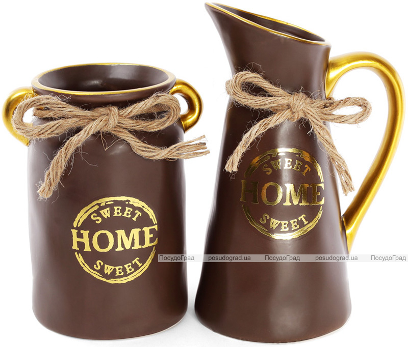 Ваза керамическая "Home sweet home" 25см, шоколадный кувшин