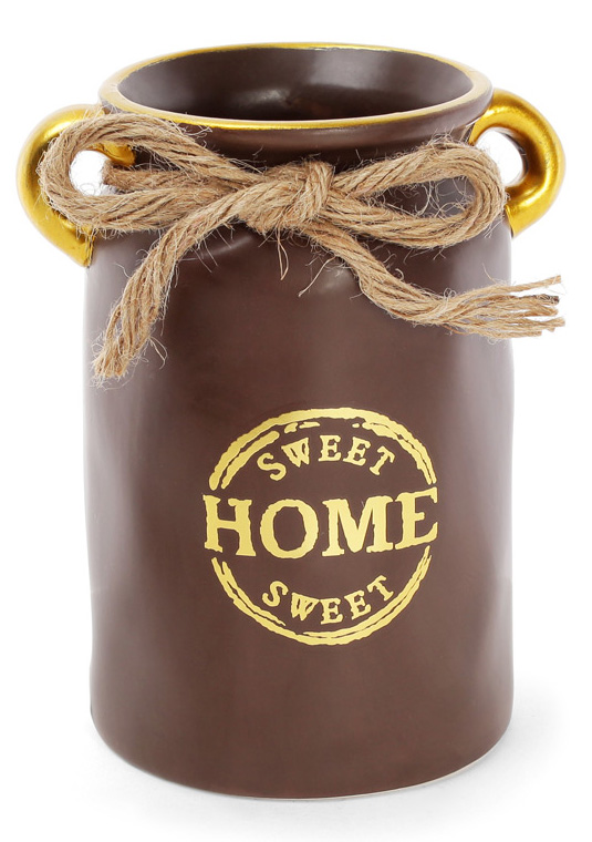 Ваза керамічна "Home sweet home" 19см, шоколадний горщик