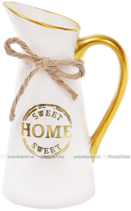 Ваза керамическая "Home sweet home" 25см, белый кувшин