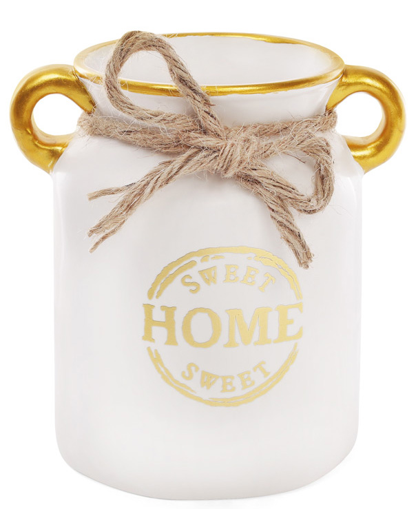 Ваза керамічна "Home sweet home" 19см, білий горщик