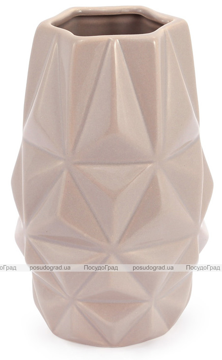 Ваза керамическая Stone Flower Абстракция 18.5см, песочного цвета с розовым