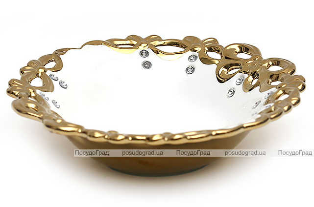 Блюдо "Жар-птиця" Gold Luxury-01 Ø31x8см з декоративними стразами