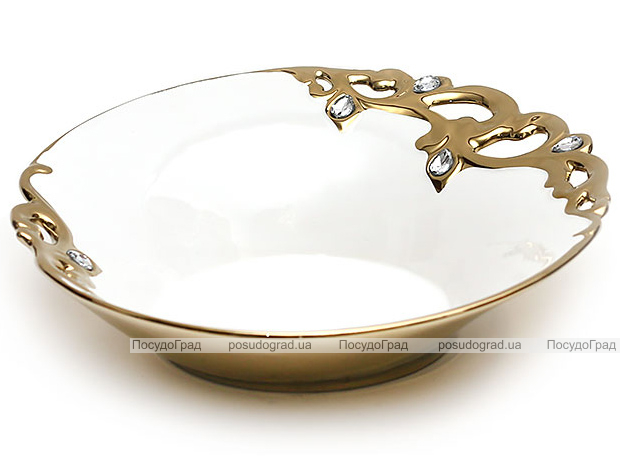 Блюдо "Жар-птиця" Gold Luxury-02 Ø33см з декоративними стразами