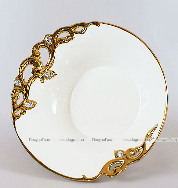 Блюдо "Жар-птиця" Gold Luxury-02 Ø33см з декоративними стразами