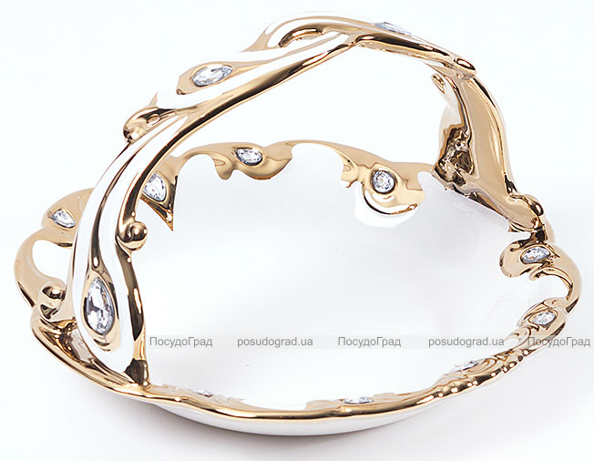 Цукерниця "Перо жар-птиці" Gold Luxury-15 Ø28см з декоративними стразами