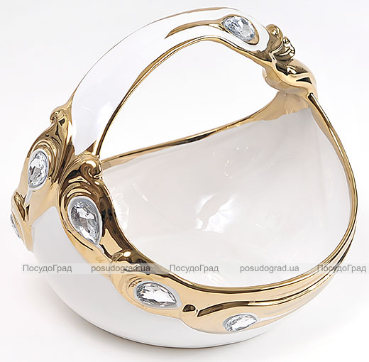 Цукерниця "Перо жар-птиці" Gold Luxury-19 26см з декоративними стразами