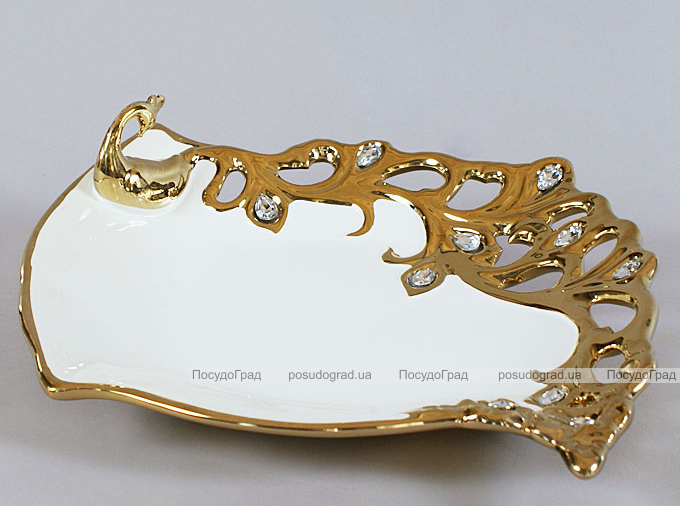 Блюдо Gold Luxury 28x24.3x7см з декоративними стразами