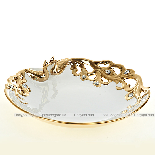 Блюдо Gold Luxury 33x32x8.5см с декоративными стразами