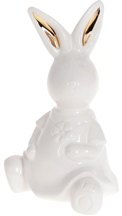 Набір 6 керамічних фігурок "Bunny" 7x5.5x11cм, білий з золотом