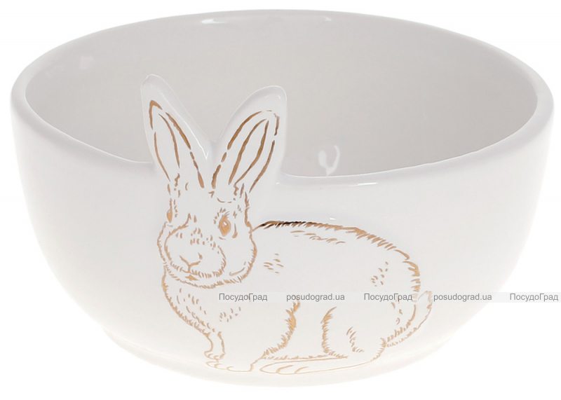 Набір 2 керамічні піали "Bunny" Ø12.5см, білий з золотом