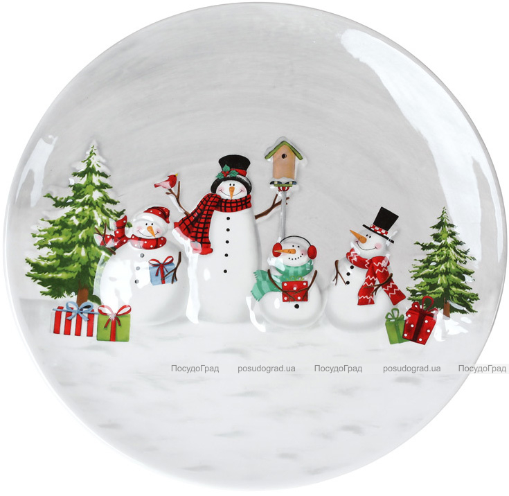 Блюдо-тортовница керамическая «Snowman Party» Ø27см