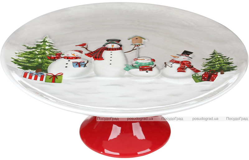 Блюдо-тортовница керамическая «Snowman Party» Ø27см