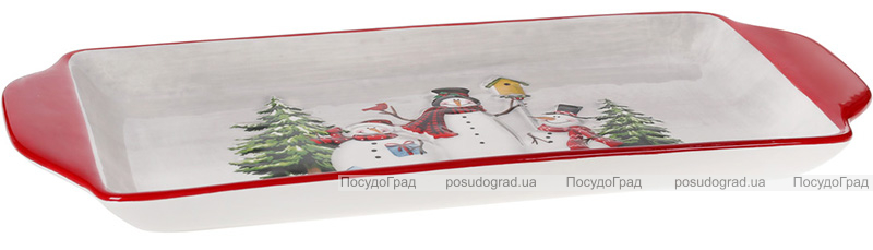 Блюдо "Snowman Party" керамічне прямокутне 35х14х3см