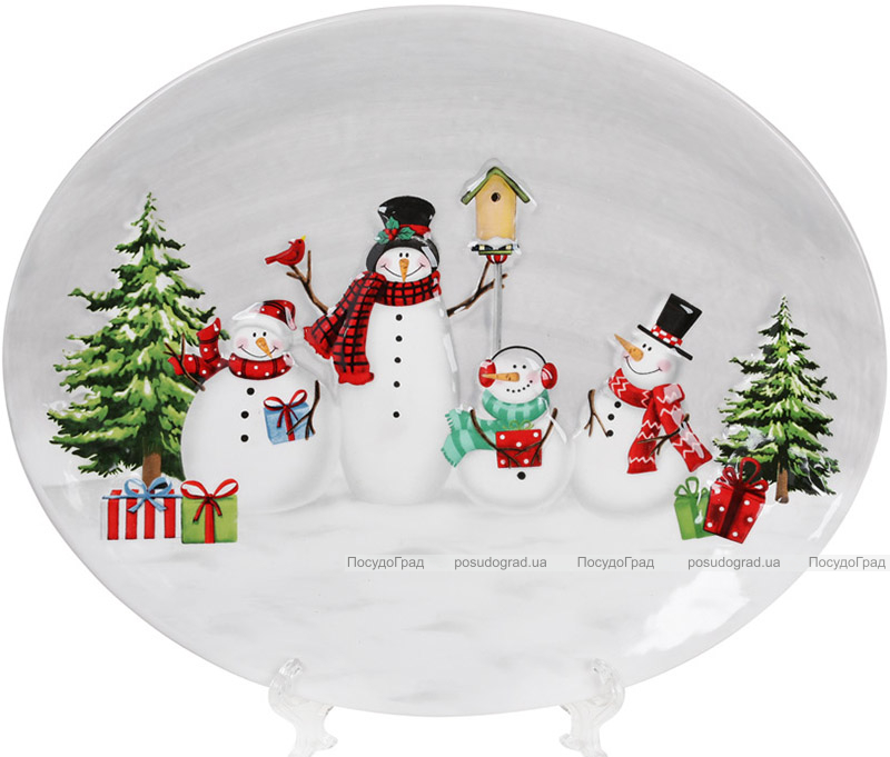 Блюдо «Snowman Party» керамічне овальне 30.5х24.8см