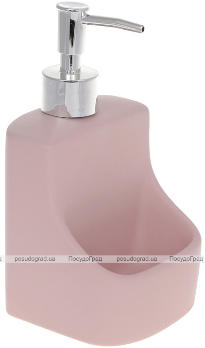 Дозатор для мила "Pink" 9.8х9.5х18см з підставкою для губки (дозатор для миючого засобу)