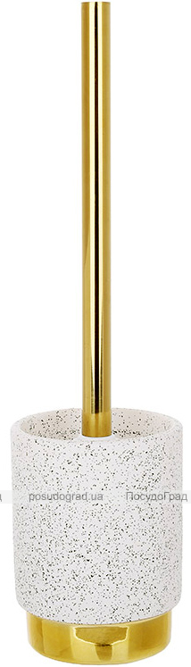 Йоржик для туалету з керамічною підставкою "White Granite & Gold" 32см